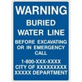 Model OSHA Warning Sign - Warning Buried Water Line